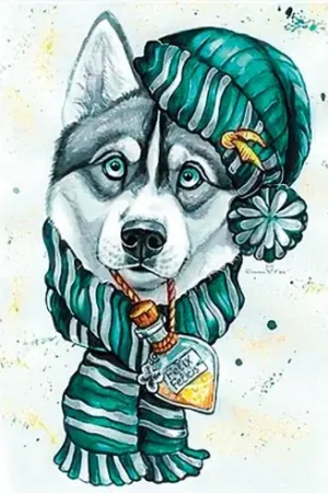 Kit ricamo diamante - Husky in inverno - Wizardi Compra Online