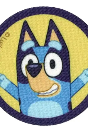 Prezzo Basso Patch Termoadesiva Bluey che Saluta su Sfondo Giallo
