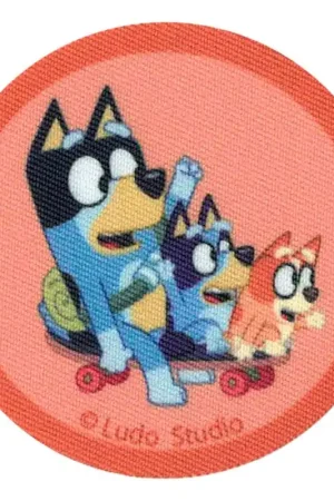 Patch Termoadesiva Famiglia Heeler su Monopattino con Sfondo Corallo Promozione Esclusiva