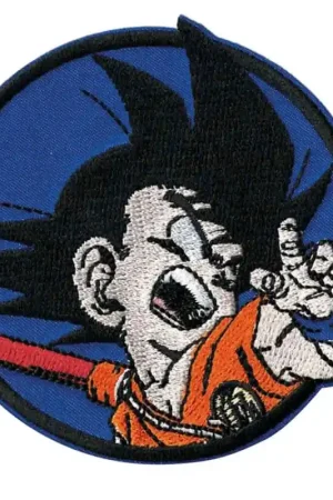 Occasione Patch Termoadesiva Rotonda Goku Bambino Dragon Ball con Sfondo BluBlu