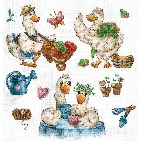 Acquista Ora kit ricamo a punto croce - Le oche della fattoria - Andriana