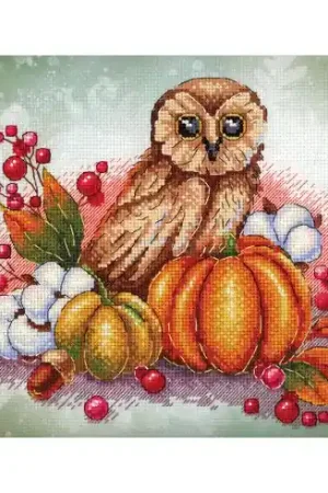 Spedizione Espresso kit ricamo a punto croce - Gufo d'autunno - MP Studia