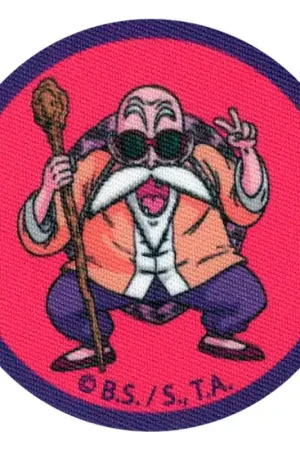 Toppa Termoadesiva Maestro Roshi Dragon Ball su Sfondo Rosa Spedito Oggi