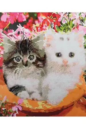 Pagamento Sicuro Kit Diamant et Peinture - Gattini nel vaso di fiori - Vervaco