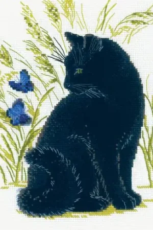 Spedizione Gratuita kit ricamo a punto croce - Gatto nero - Riolis