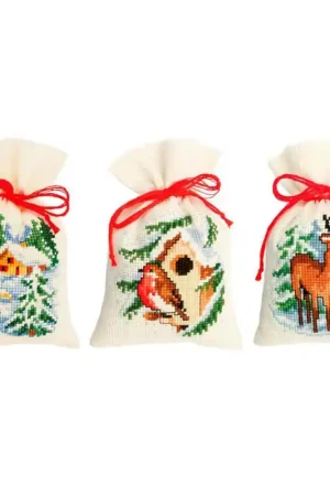 Kit Punto Croce - 3 Sacchettini Natalizi - Vervaco Offerta Speciale