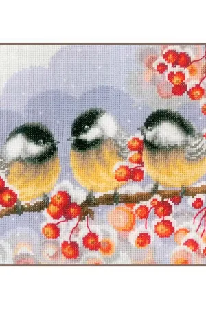 Kit Punto Croce - Cinciallegre tra le bacche - Vervaco Offerta Speciale