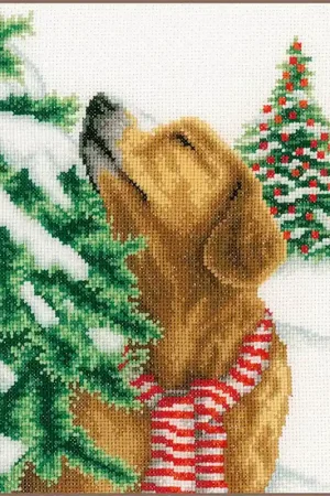 Spedito Oggi Kit Punto Croce - Cane in Inverno - Vervaco