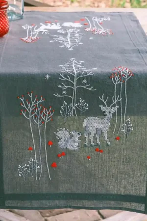 Kit Punto Croce Runner -Animali del Bosco in Inverno - Vervaco Occasione