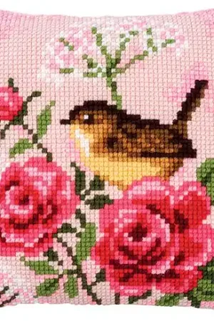 Direttamente Dal Produttore Kit cuscino fori grossi - Uccelli e rose - Vervaco