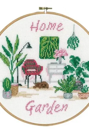 Saldi Kit per ricamo a punto croce con tamburo - Giardino domestico - Vervaco