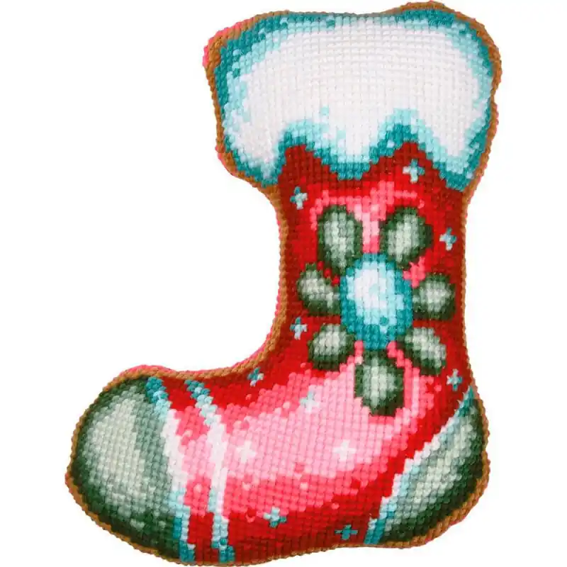 Kit Punto Croce Cuscino - Calza di Natale - Vervaco Non Perdere