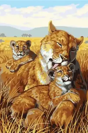 Canovaccio antico - La leonessa e i suoi cuccioli - Collection d'Art Offerta Lampo