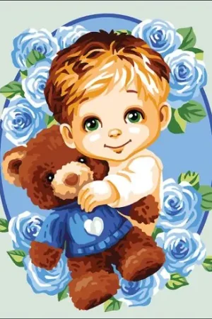 Canovaccio antico - Bambino e orsacchiotto - Collection d'Art Vendita Finale