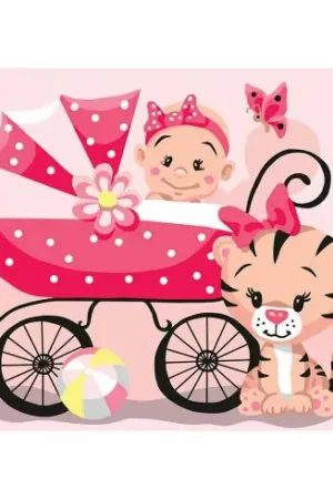 Super Prezzo Canovaccio antico - Bambino nella carrozzina rosa - Collection d'Art