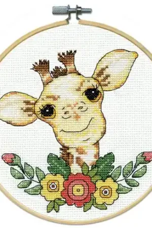 Kit per ricamo a punto croce con tamburo - Cuscino da ricamare giraffa - Design works Compra Oggi Stesso