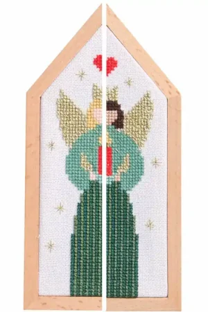 Consegna Rapida Kti Punto Croce con Telaio - Angelo con Candela - Rico Design