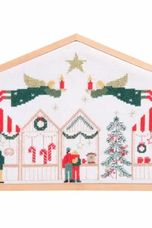 Kit Punto Croce con Telaio - Mercatino di Natale - Rico Design Saldi