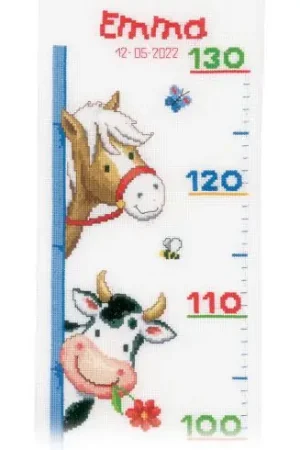 Esclusivo Kit di metri crescita da ricamo - Animali della fattoria - Vervaco