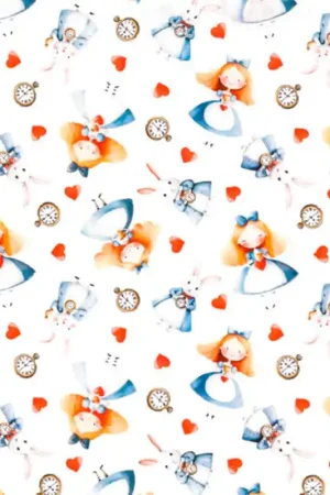 Tessuto in Cotone - Alice e il Coniglio Bianco Affare