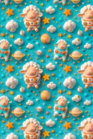 Tessuto in Cotone - Pecore Astronauta Prezzo Di Fabbrica