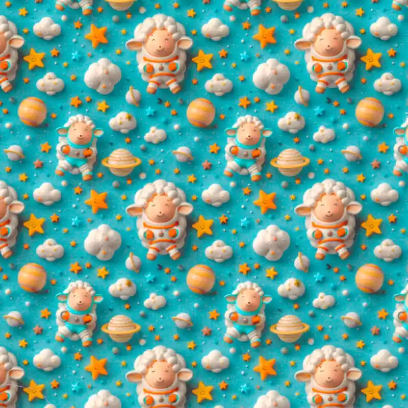 Tessuto in Cotone - Pecore Astronauta Prezzo Di Fabbrica
