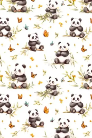 Offerta Speciale Tessuto in Cotone - Panda e Farfalle