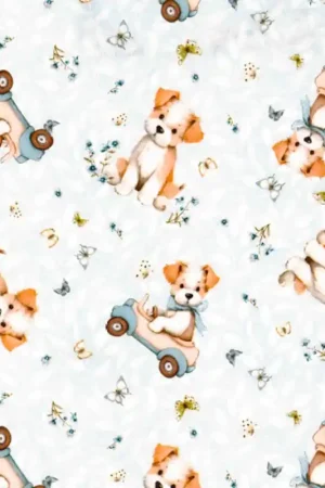 Tessuto in Cotone - Cagnolini in Scooter Prezzo Conveniente