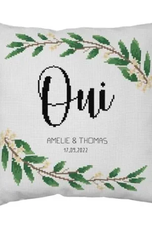 Economico Kit cuscino da ricamo - Cuscino da sposa - Ramo d'ulivo - Princesse