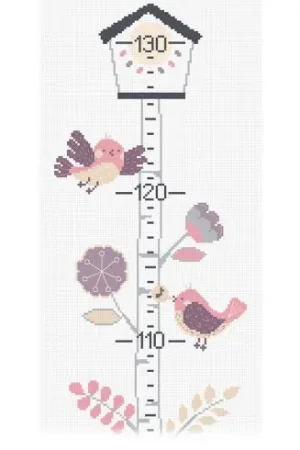 Kit di metri crescita da ricamo - L'albero degli uccelli - Rosa - Princesse Offerta Limitata