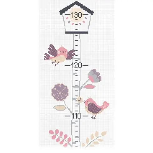 Kit di metri crescita da ricamo - L'albero degli uccelli - Rosa - Princesse Offerta Limitata