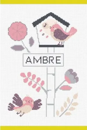 Kit per la copertina del libro a ricamo - L'albero degli uccelli - Rosa - Princesse Nuova Collezione