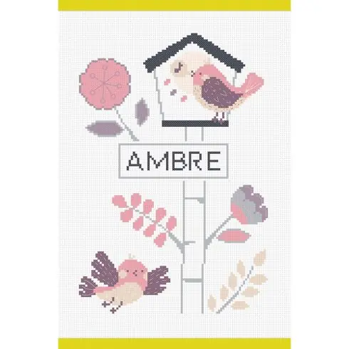 Kit per la copertina del libro a ricamo - L'albero degli uccelli - Rosa - Princesse Nuova Collezione