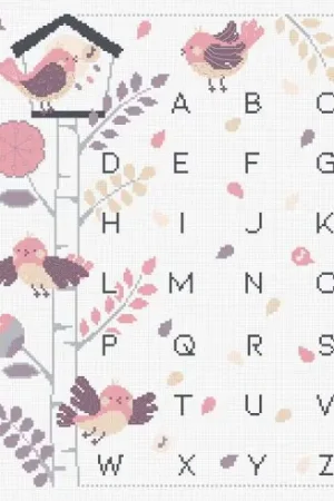 kit ricamo a punto croce - ABC l'albero degli uccelli rosa - Princesse Super Prezzo
