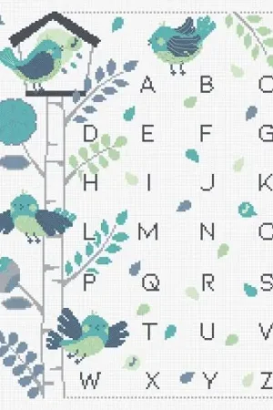 kit ricamo a punto croce - ABC l'albero degli uccelli blu - Princesse Nuovo Arrivo