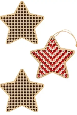 Pack di 3 Stelle in Legno Forato per Ricamo - DMC Occasione
