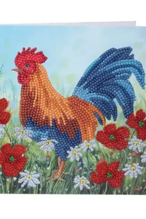Carta con ricamo a diamante - Il gallo nel campo - Crystal Art D.I.Y Pagamento Sicuro
