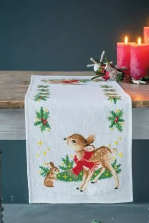 Kit runner da ricamare - Piccoli cervi e conigli - Vervaco Offerta Speciale