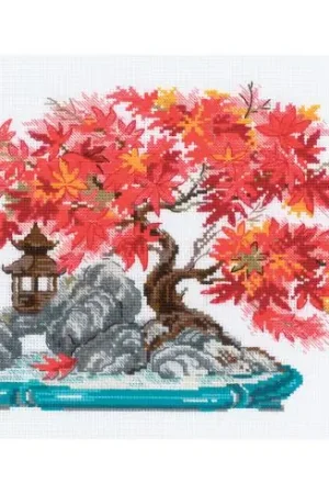 Vendita Finale kit ricamo a punto croce - Bonsai d'autunno - Riolis