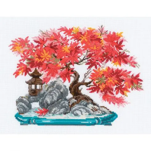 Vendita Finale kit ricamo a punto croce - Bonsai d'autunno - Riolis