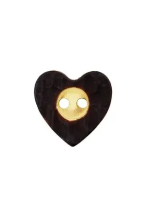 Bottoni a 2 fori - Set di 2 bottoni a cuore - 20 mm marrone scuro - Union Knopf by Prym Occasione Imperdibile