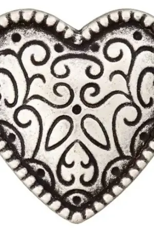 Vendita Finale Bottoni di coda - Set di 2 bottoni in metallo - Cuore argentato da 20 mm - Union Knopf by Prym