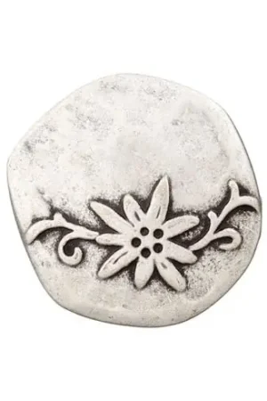 Bottoni di coda - Set di 2 bottoni in metallo - fiore argento antico 23 mm - Union Knopf by Prym Nuova Collezione
