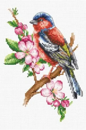 kit ricamo a punto croce - Fringuello degli alberi - Luca-S Sconto