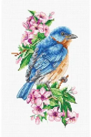 kit ricamo a punto croce - Uccello blu sul ramo - Luca-S Ultime Pezzi