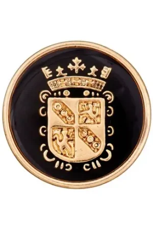 Sconto Bottoni di coda - Set di 3 bottoni in poliestere metallizzato - 22 mm nero/oro - Union Knopf by Prym