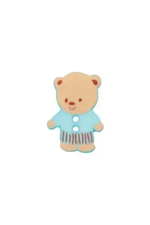 Spedito Oggi Bottoni a 2 fori - Set di 2 bottoni - 15 mm orso / azzurro - Union Knopf by Prym