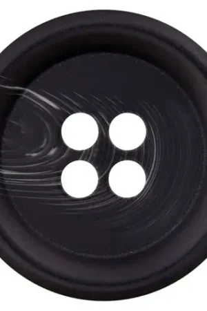 Novità Bottoni a 4 fori - Set di 3 bottoni in poliestere - 18 mm nero marmorizzato - Union Knopf by Prym