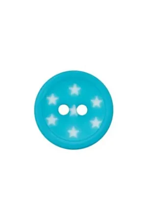 Bottoni a 2 fori - Set di 3 bottoni - Stelle bianche turchesi da 15 mm - Union Knopf by Prym Bestseller