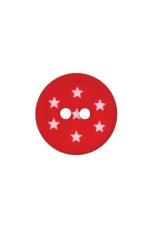Bottoni a 2 fori - Set di 3 bottoni - 15 mm rosso scuro stelle bianche - Union Knopf by Prym Saldi